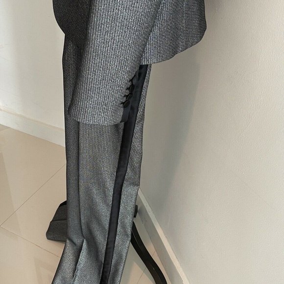 Redemption Black/Silver Shimmer Smocked Blazer Satin Pant Suit. - Picture 4 of 9